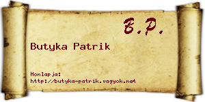 Butyka Patrik névjegykártya